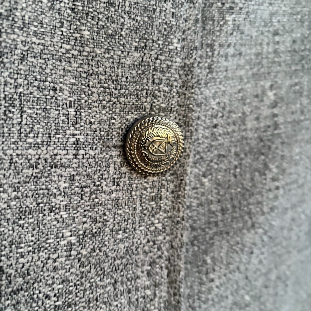 🆕 To My Lovers Gray Tweed Cropped Jacket Blazer Gold Crest Buttons Lined Size M - Picture 12 of 17